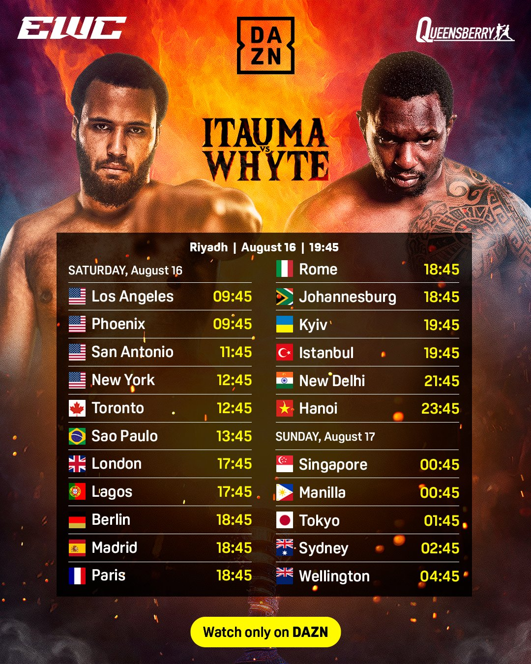 Moses Itauma vs Dillian Whyte: a qué hora empieza el combate