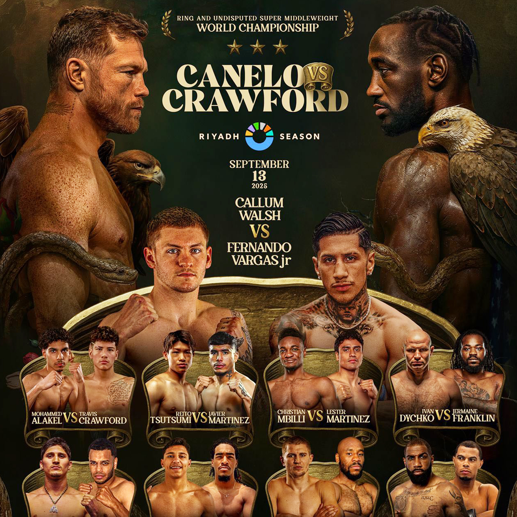 Сауль Альварес – Теренс Кроуфорд: повний андеркард турніру Сауль Альварес – Теренс Кроуфорд: повний андеркард турніру